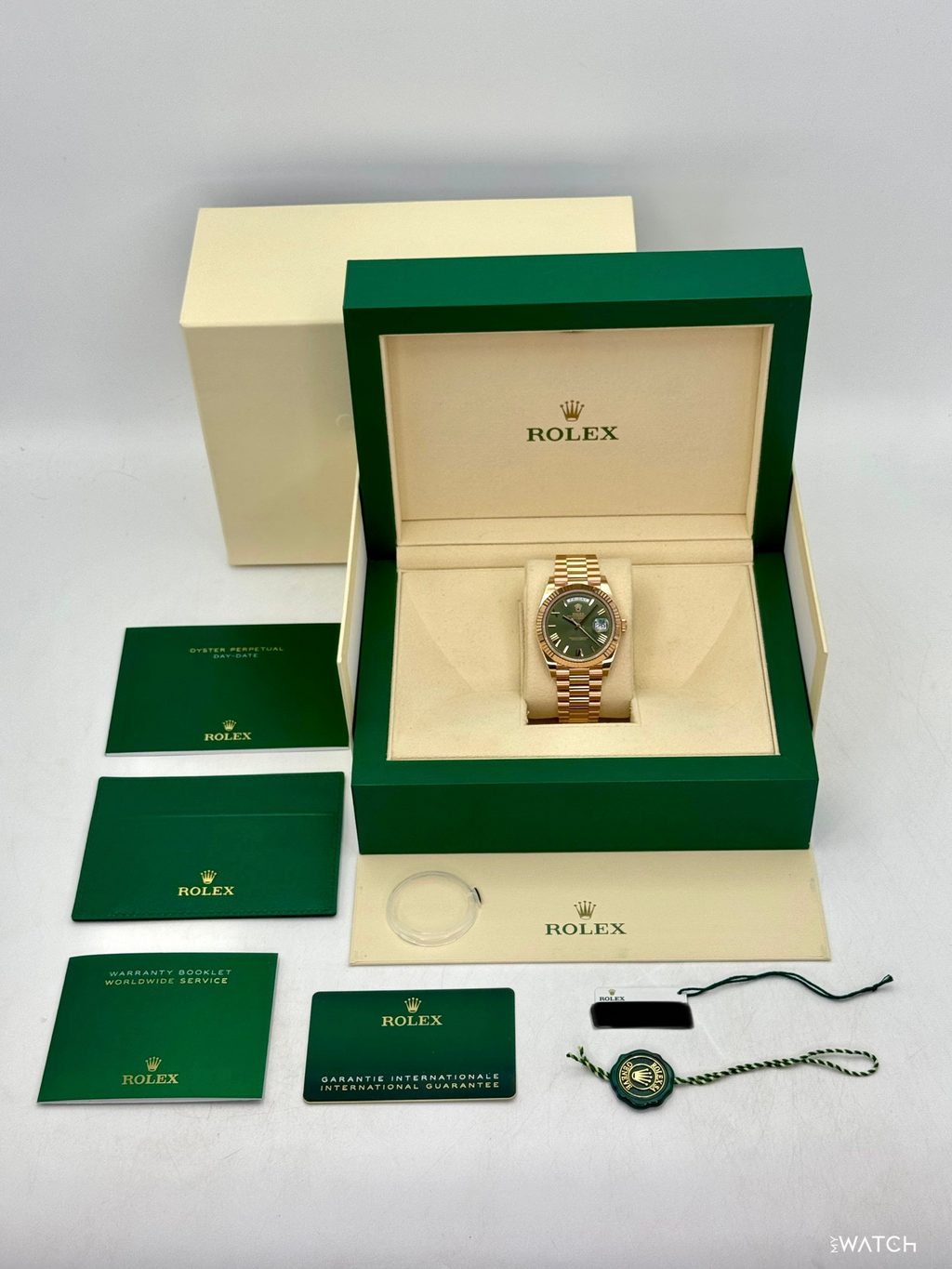 2025 Rolex Day-Date 40mm 228235 Presidential Rose Gold Olive Green Dial