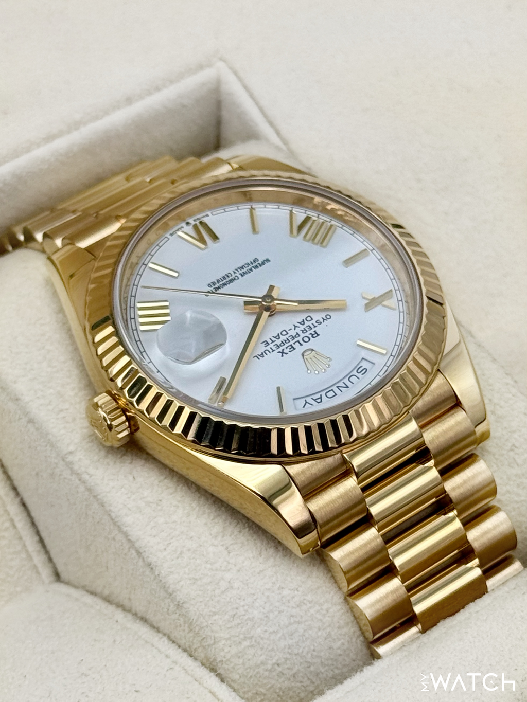 2021 Rolex Day-Date 40mm 228238 Presidential Roman Numeral White Dial