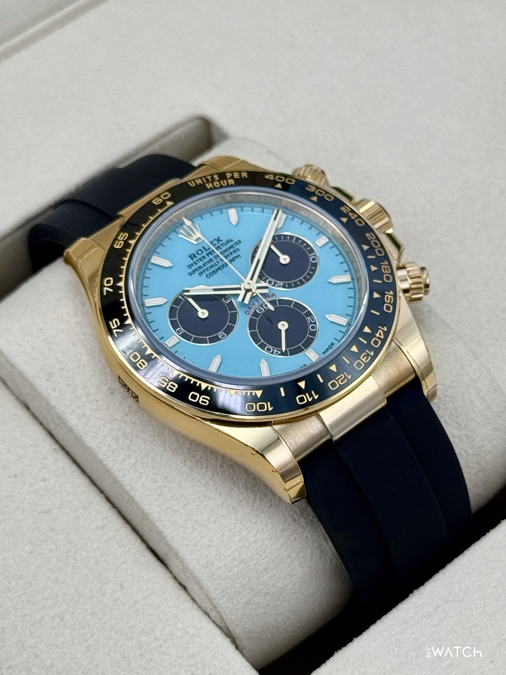 NEW 2026 Rolex Daytona 40mm 126518LN Yellow Gold Oysterflex Turquoise Dial (STICKERED)