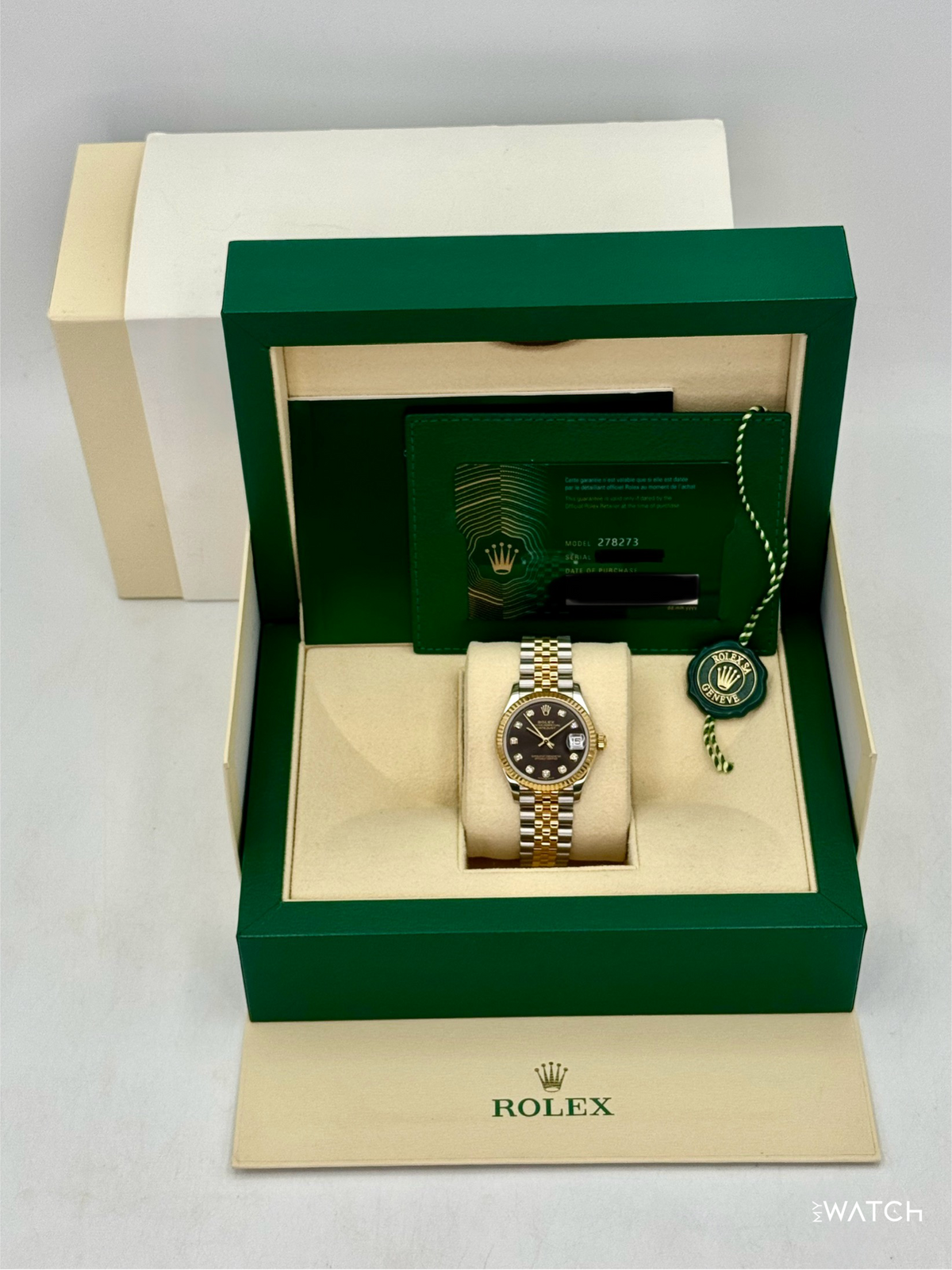 2021 Rolex Datejust 31mm 278273 Two-Tone Jubilee Dark Grey Diamond Dial