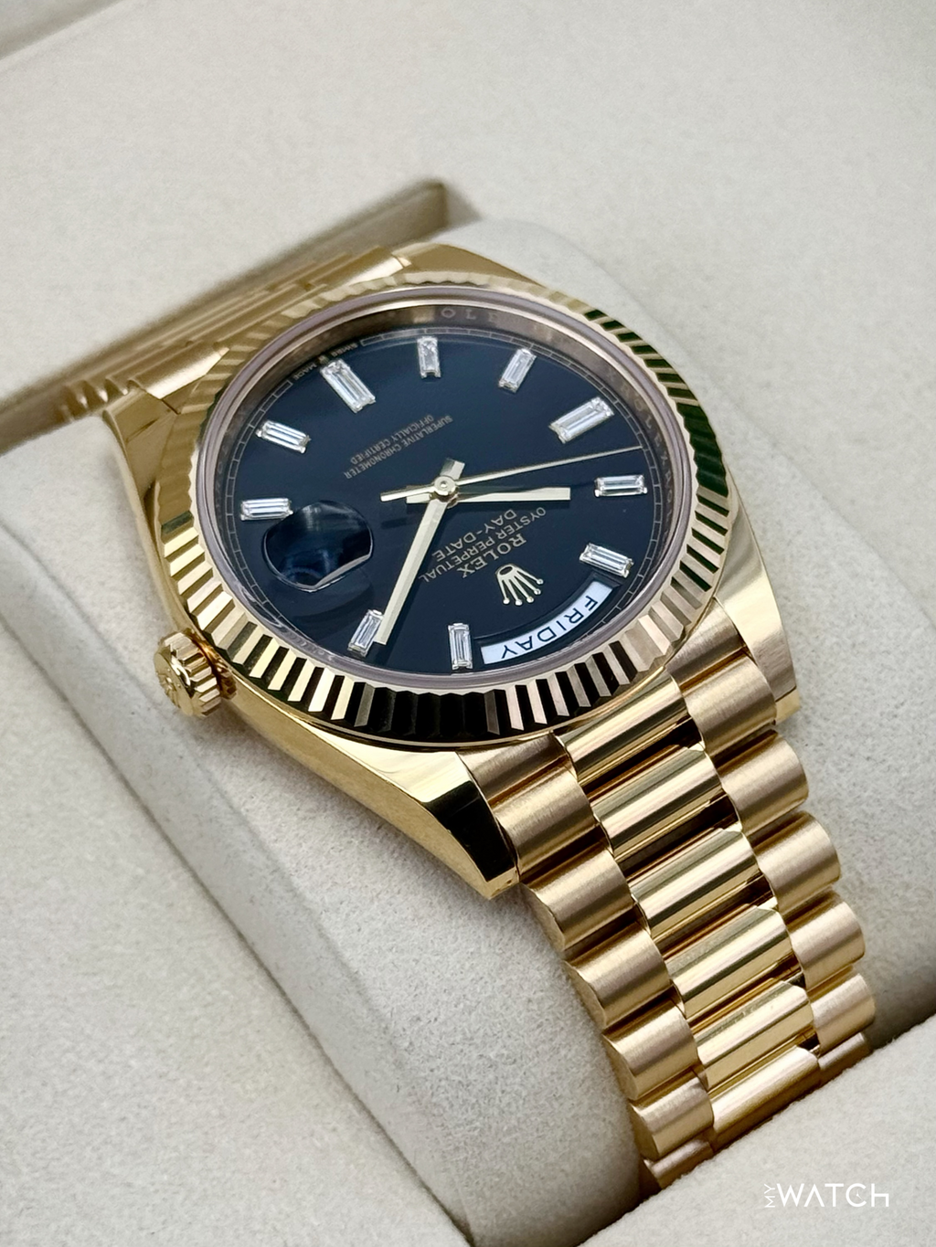 NEW 2026 Rolex Day-Date 40mm 228238 Yellow Gold Black Diamond Dial