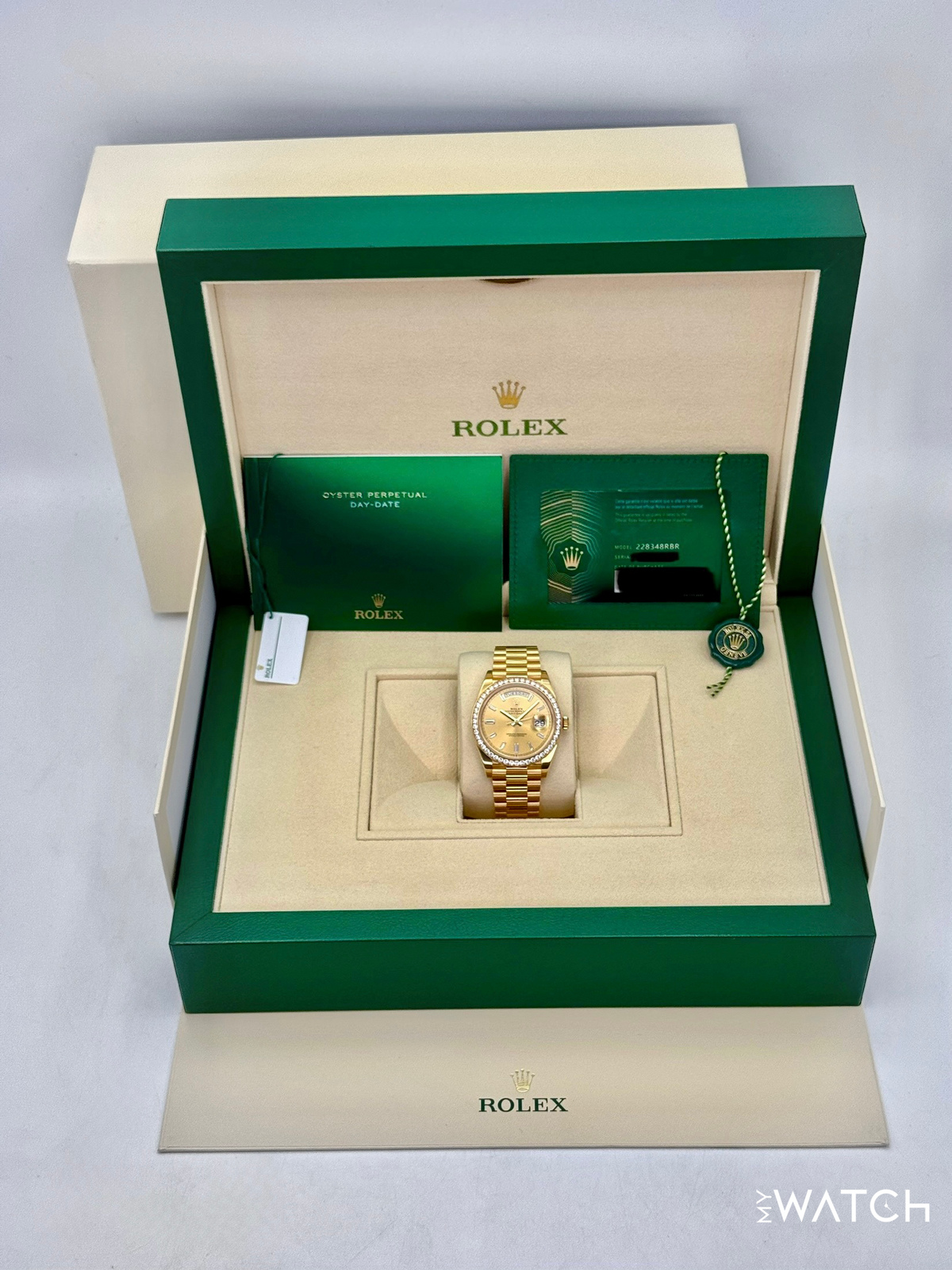 2020 Rolex Day-Date 40mm 228348RBR Presidential Champagne Baguette Dial