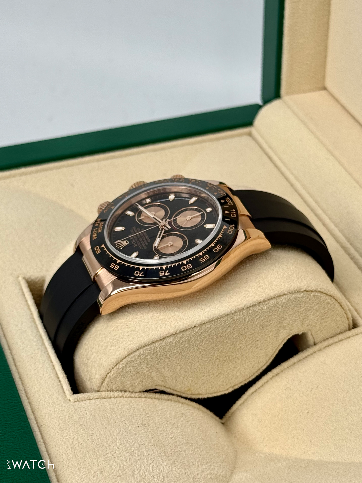 2024 CPO Rolex Daytona 40mm 116515LN Rose Gold Oysterflex Black Dial
