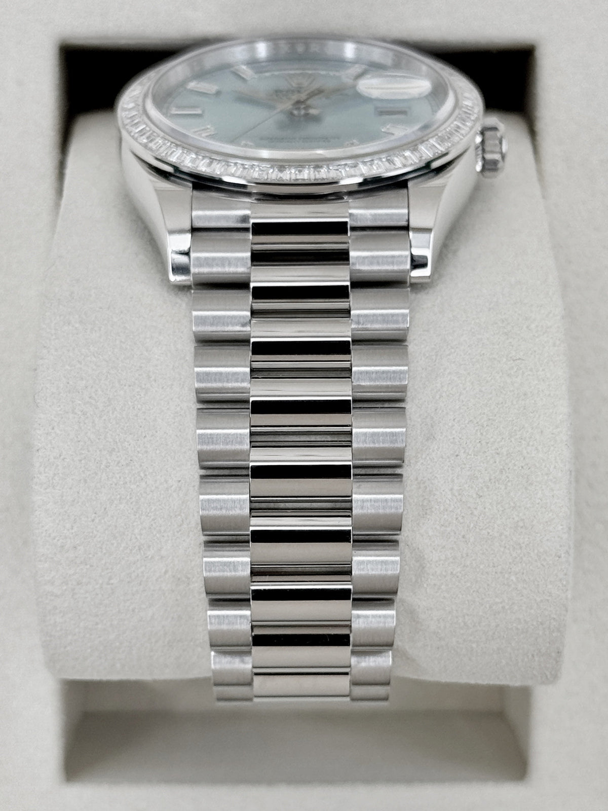 NEW 2026 Rolex Day-Date 36mm 128396TBR Ice Blue Roman Numeral Dial (NEW STYLE CARD)
