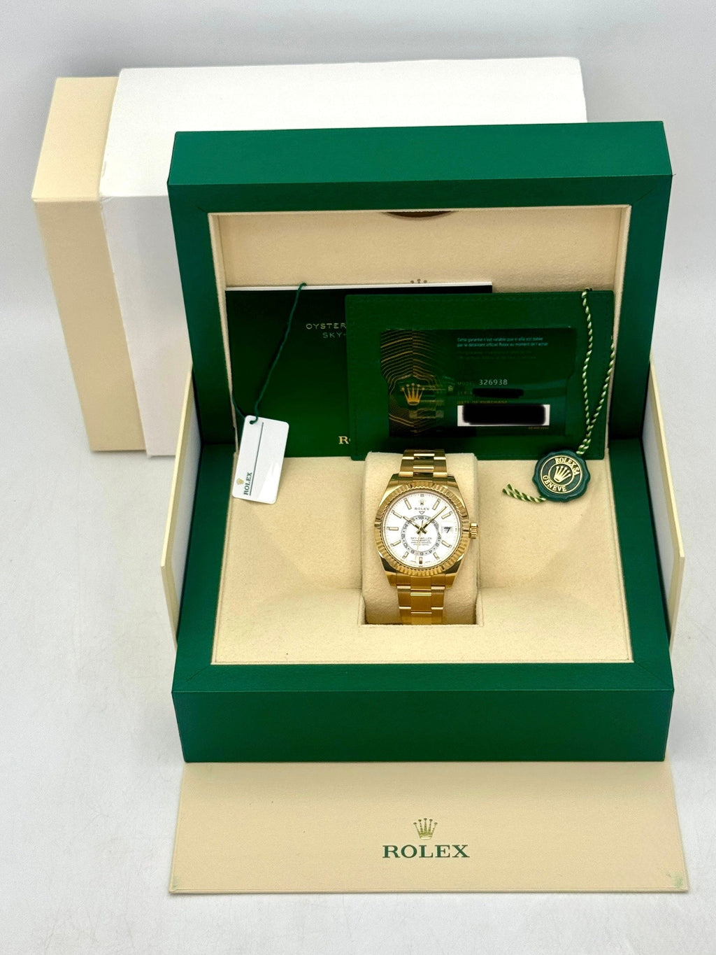 2023 Rolex Sky-Dweller 42mm 326938 Yellow Gold Oyster White Dial
