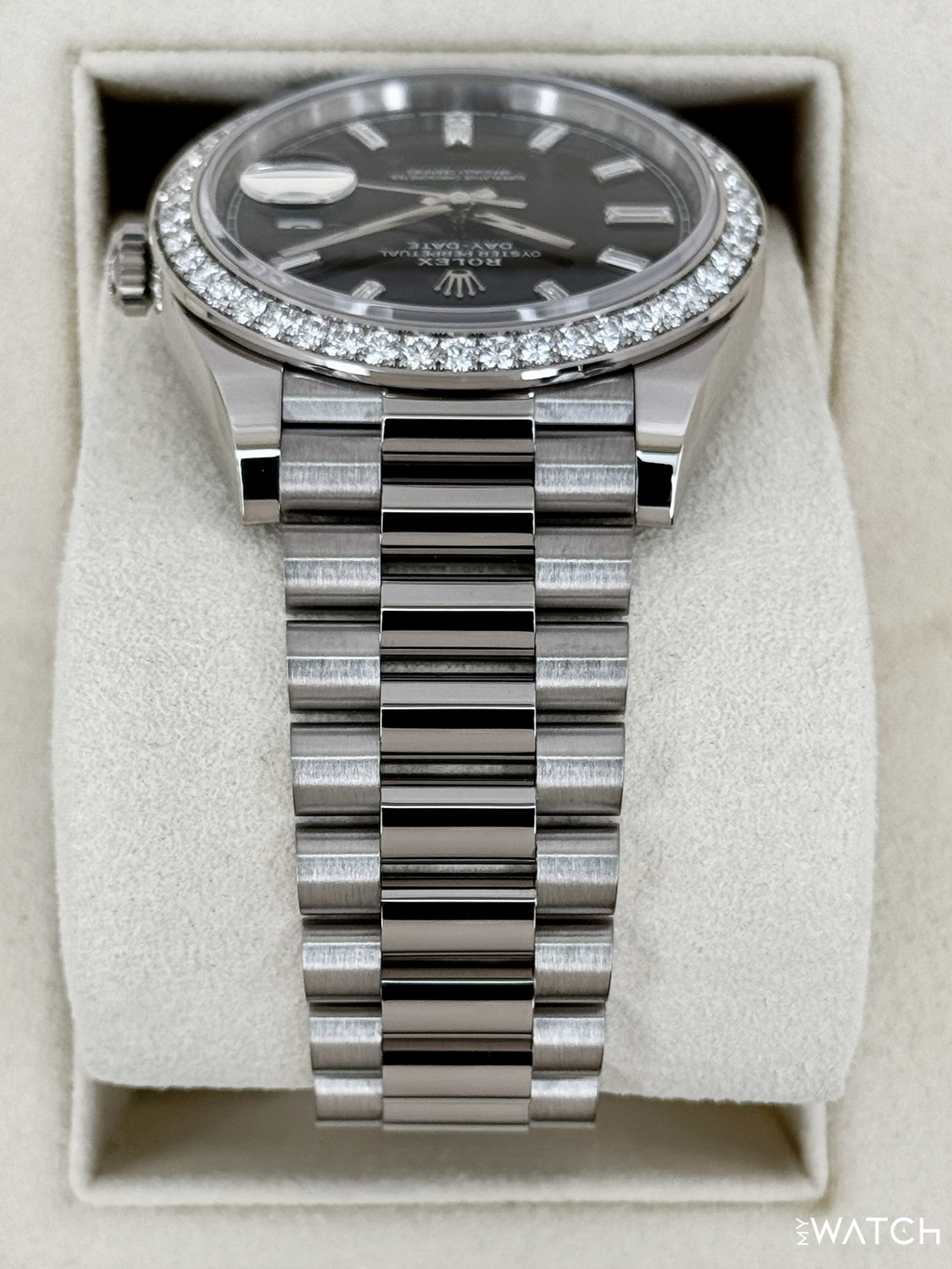 2023 Rolex Day-Date 40mm 228349RBR Presidential Black Diamond Baguette Dial