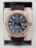 NEW 2026 Rolex Sky-Dweller 42mm 336235 Rose Gold Oysterflex Rhodium Dial - STICKERED