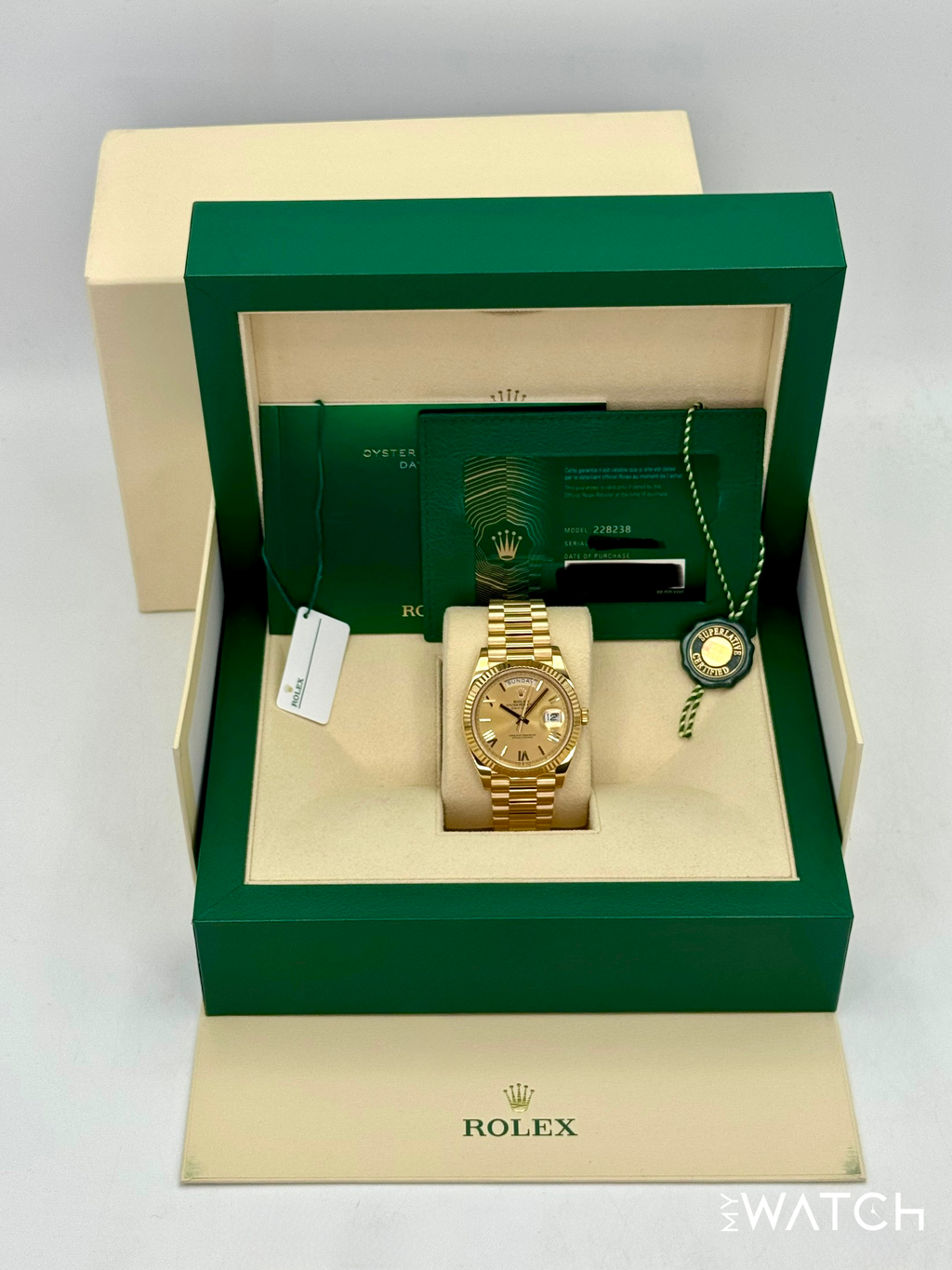 2021 Rolex Day-Date 40mm 228238 Presidential Champagne Roman Numeral Dial