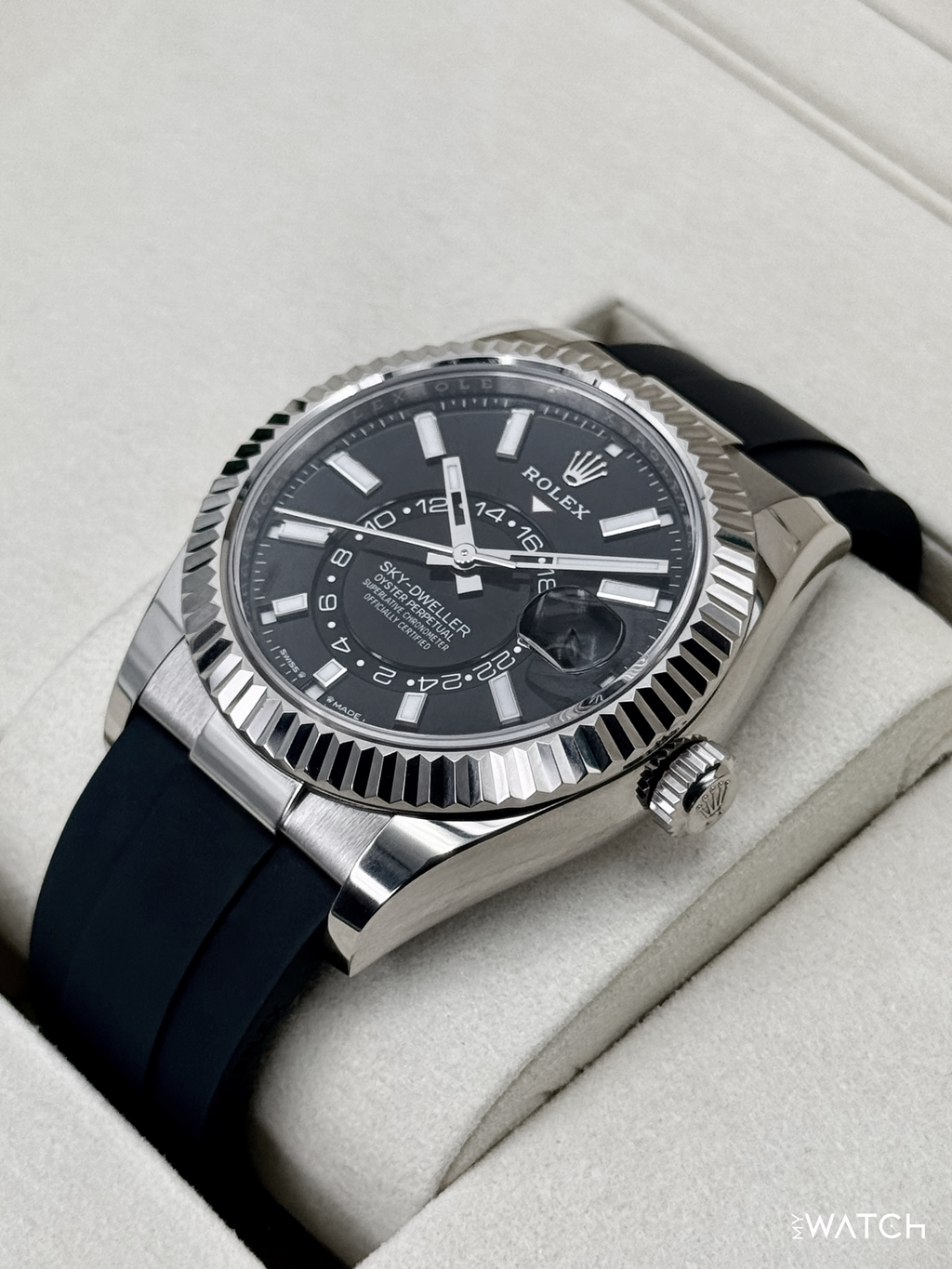 2025 Rolex Sky-Dweller 42mm 336239 White Gold Oysterflex Black Dial