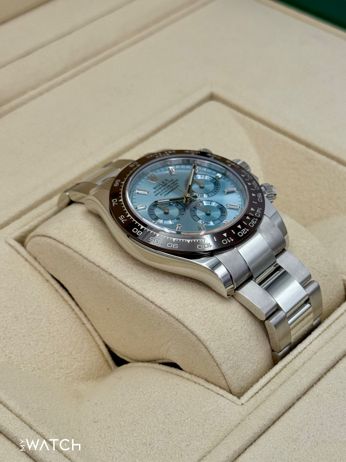 2022 Rolex Daytona 40mm 116506 Platinum Ice Blue Diamond Baguette Dial