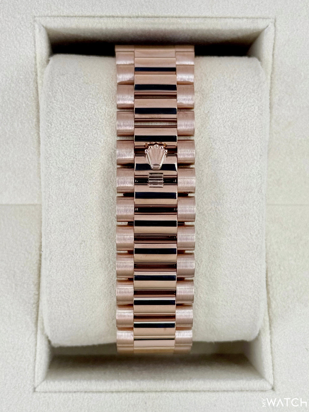 2022 Rolex Day-Date 36mm 128235 Rose Gold Chocolate Diamond Dial
