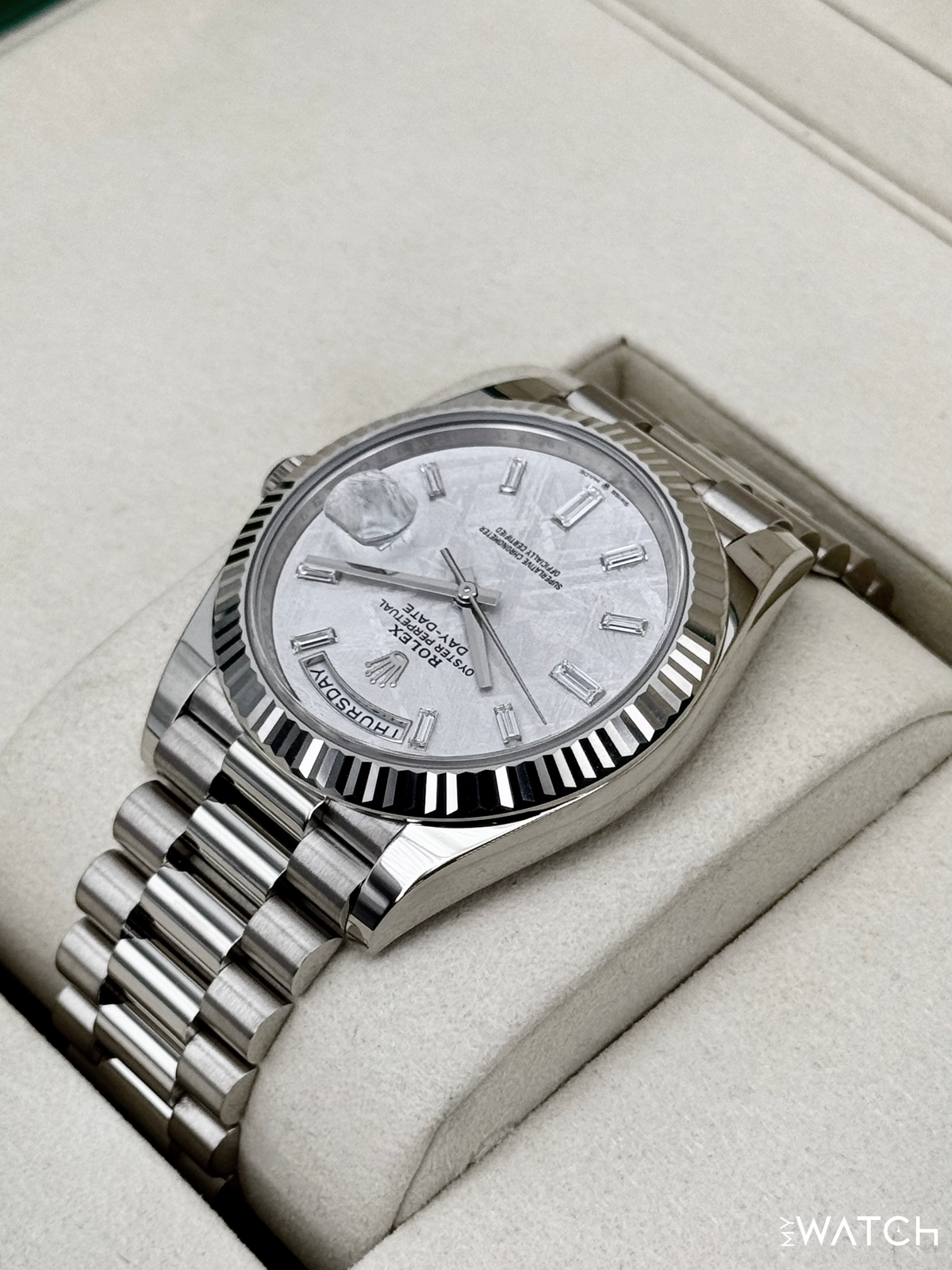 NEW 2026 Rolex Day-Date 40mm 228239 Presidential White Gold Meteorite Diamond Dial