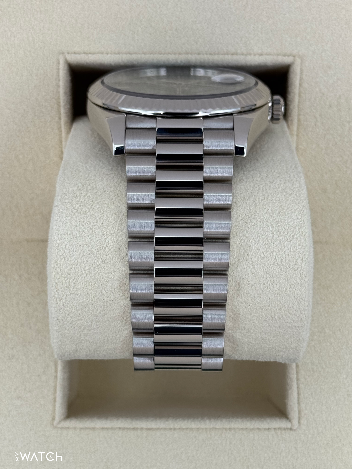 2021 Rolex Day-Date 40mm 228239 White Gold Olive Dial