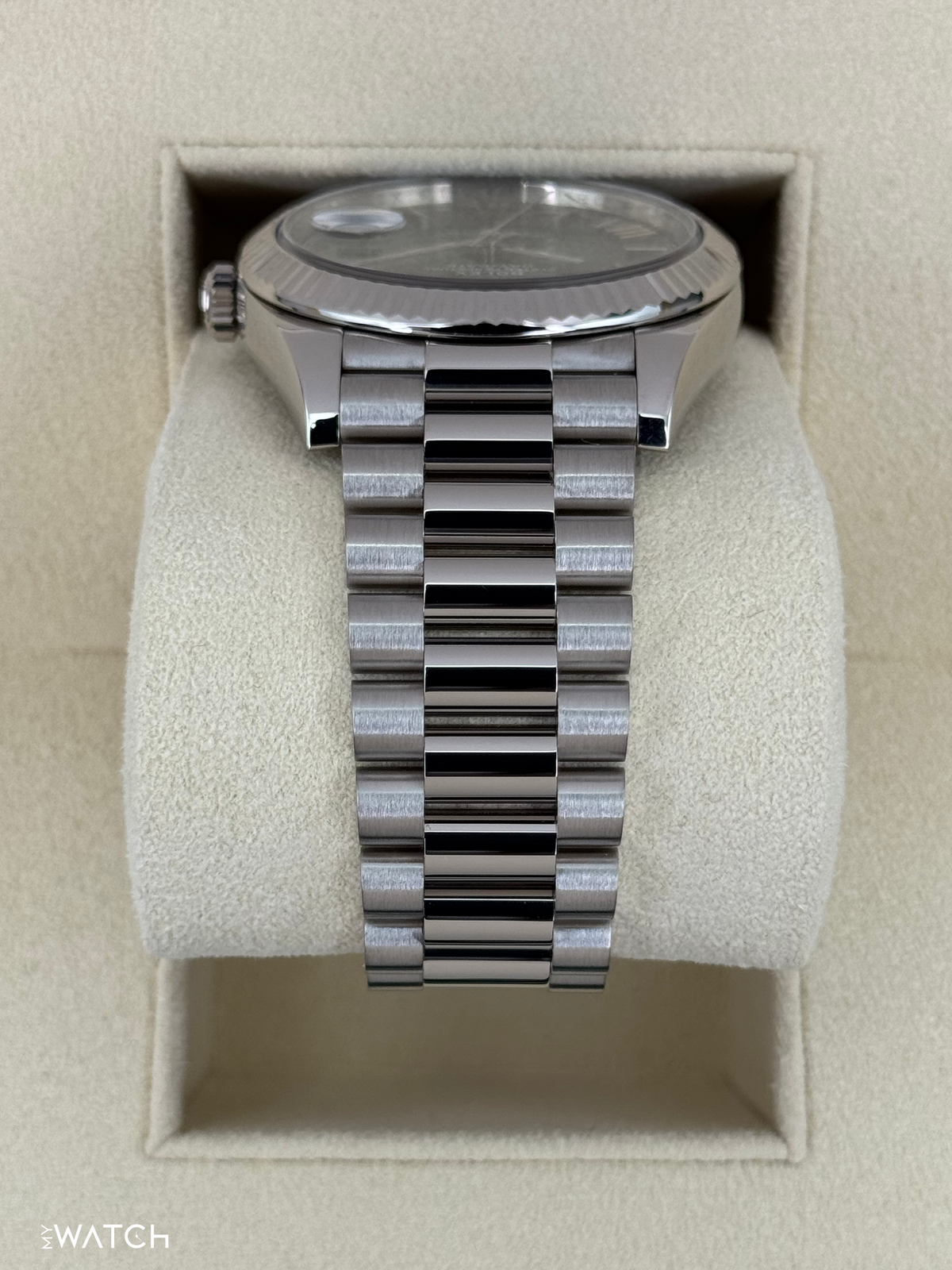 2021 Rolex Day-Date 40mm 228239 White Gold Olive Dial