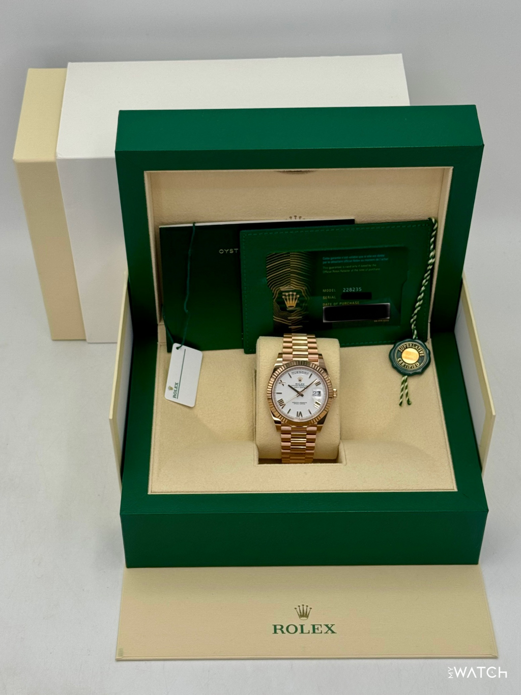 2024 Rolex Day-Date 228235 Presidential Rose Gold White Dial