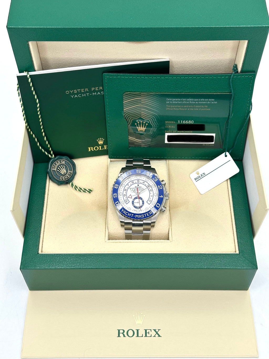 2022 Rolex Yacht-Master II 44mm 116680 Stainless Steel White Dial