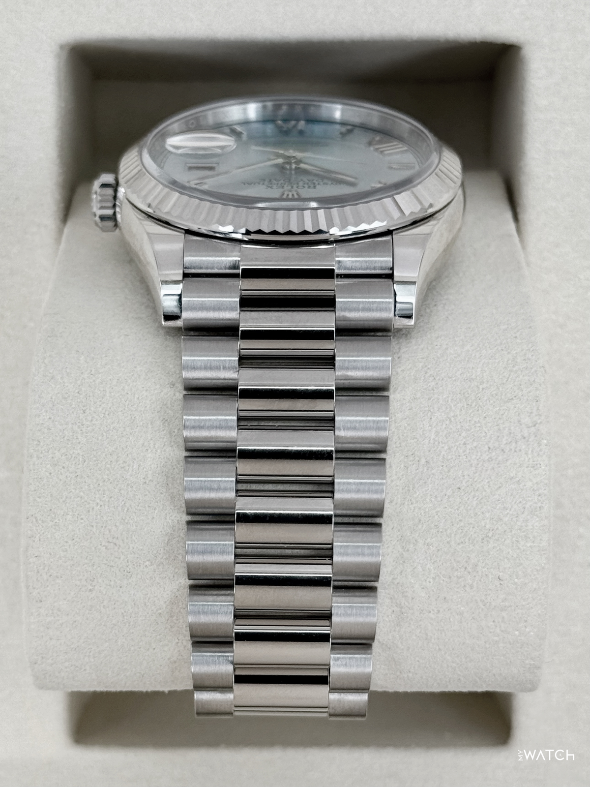 NEW 2026 Rolex Day-Date Platinum 36mm 128236 Ice Blue Roman Dial