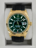 NEW 2026 Rolex Sky-Dweller 42mm 336238 Yellow Gold Oysterflex Green Dial
