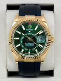 2025 Rolex Sky-Dweller 42mm 336238 Yellow Gold Oysterflex Green Dial