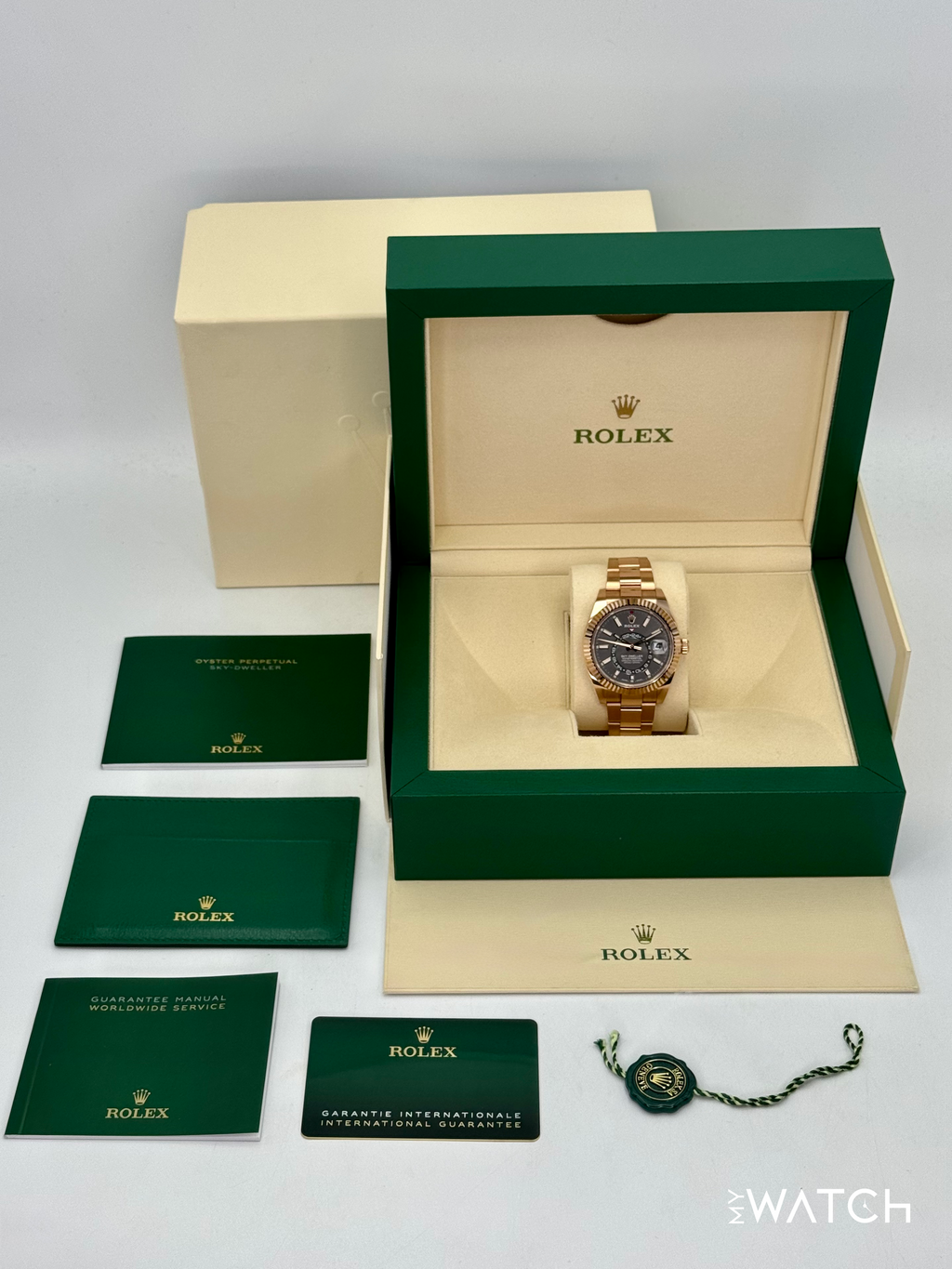 2023 Rolex Sky-Dweller 42mm 326935 Rose Gold Oyster Rhodium Dial