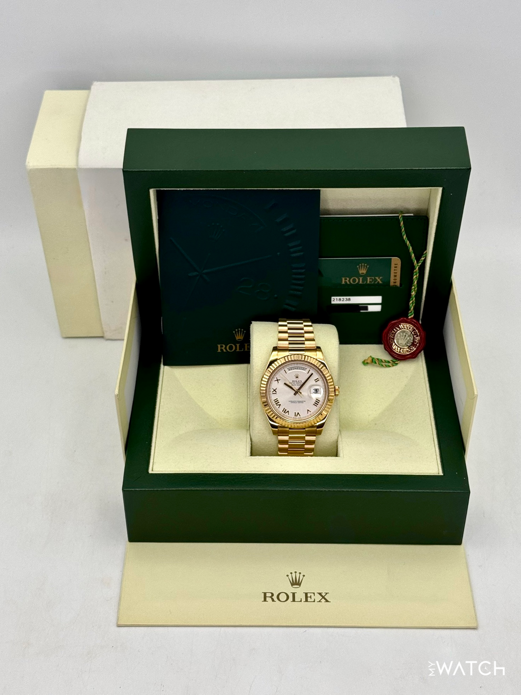 2012 Rolex Day-Date II 41mm 218238 Presidential Yellow Gold Silver Dial