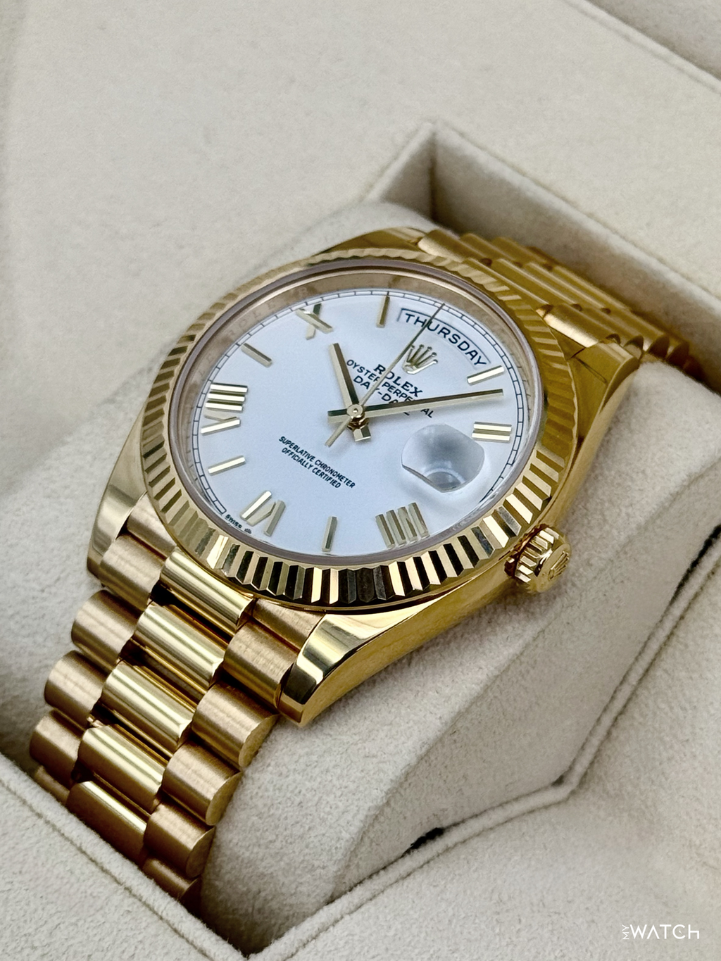 2022 Rolex Day-Date 40mm 228238 Presidential White Dial