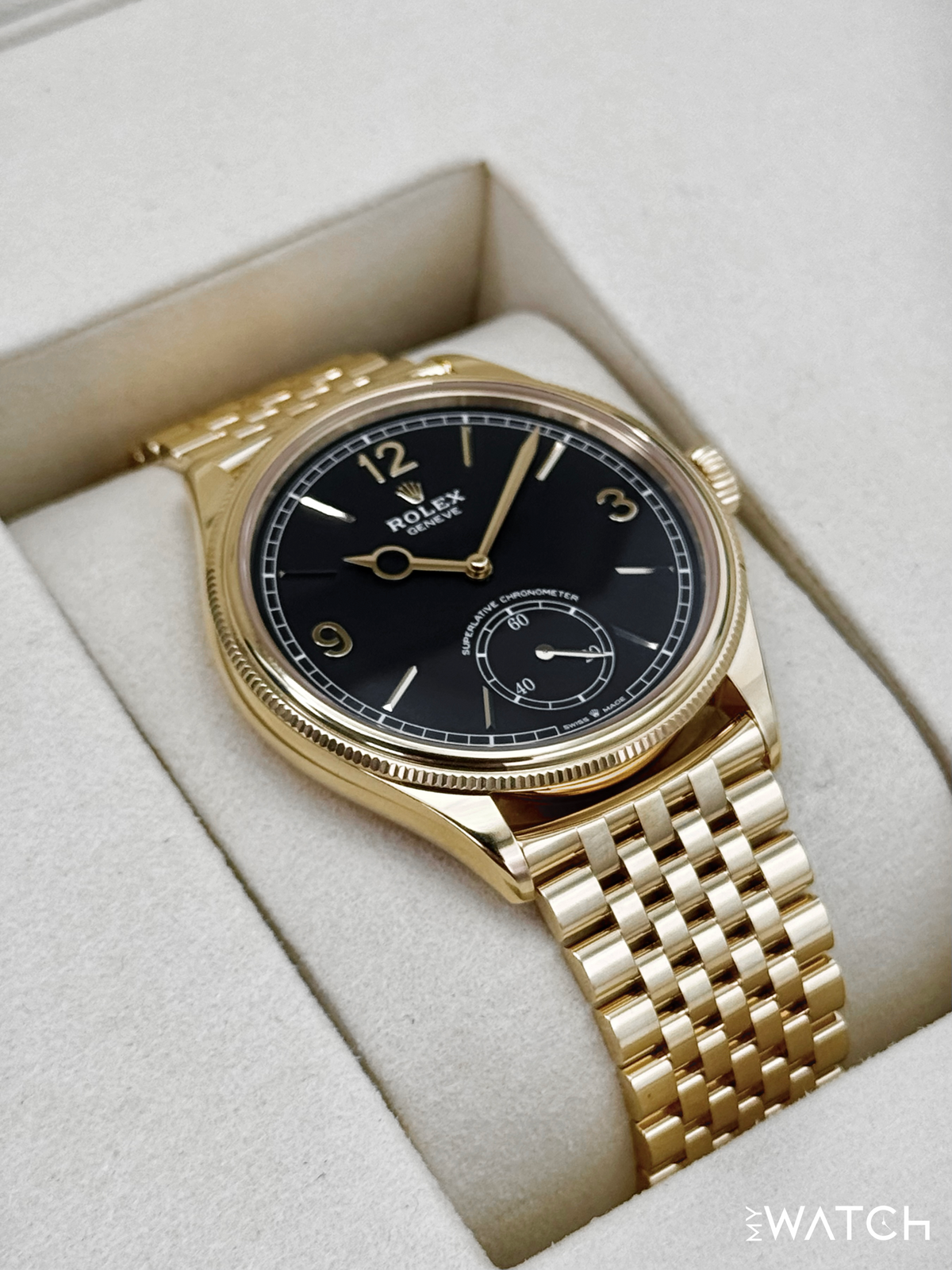 NEW 2026 Rolex 1908 39mm 52508 Yellow Gold Settimo Bracelet Black Dial