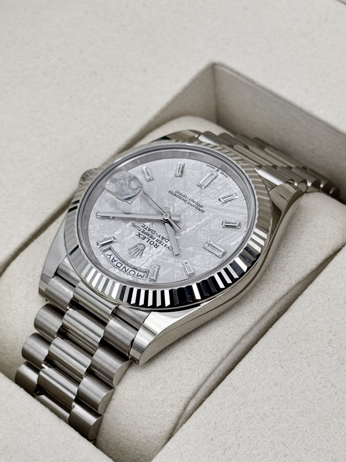 NEW 2026 Rolex Day-Date 40mm 228239 White Gold Meteorite Diamond Dial