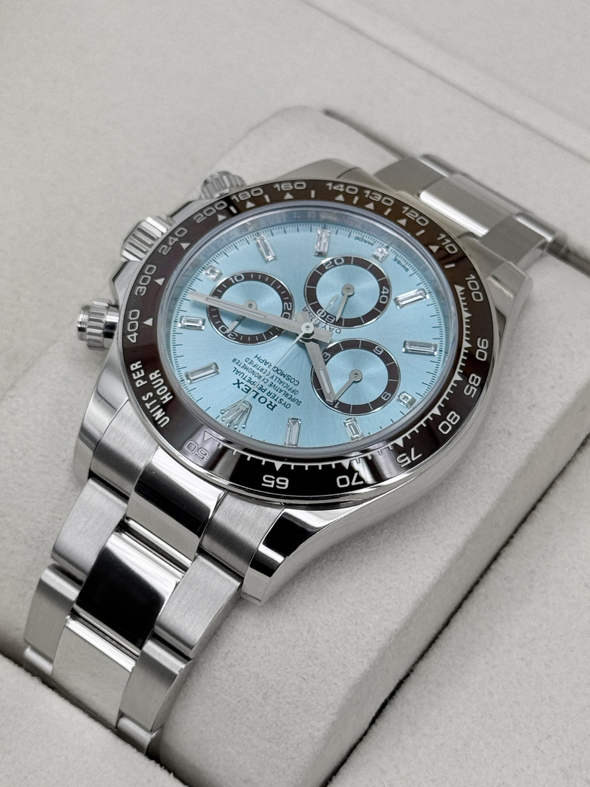 NEW 2025 Rolex Daytona 40mm 126506 Platinum Ice-Blue Diamond Baguette Dial
