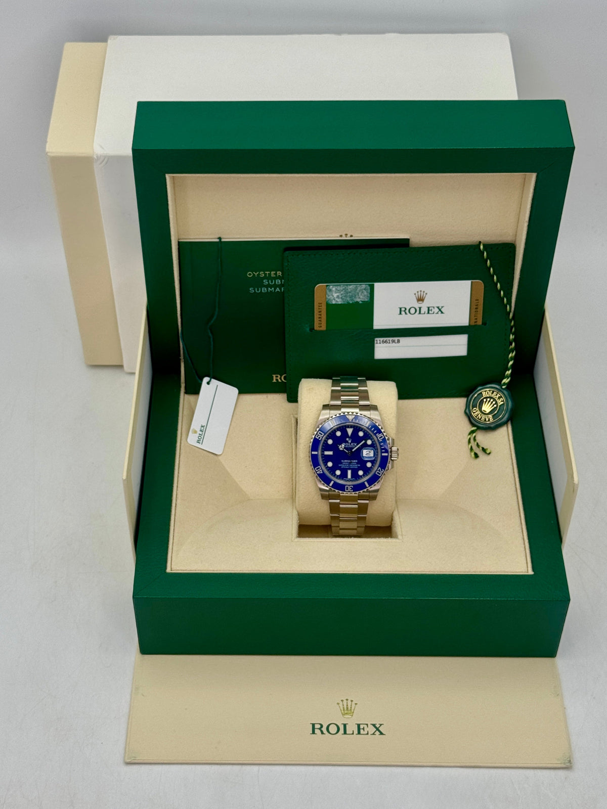 2016 Rolex Submariner Smurf 40mm 116619LB White Gold Blue Dial