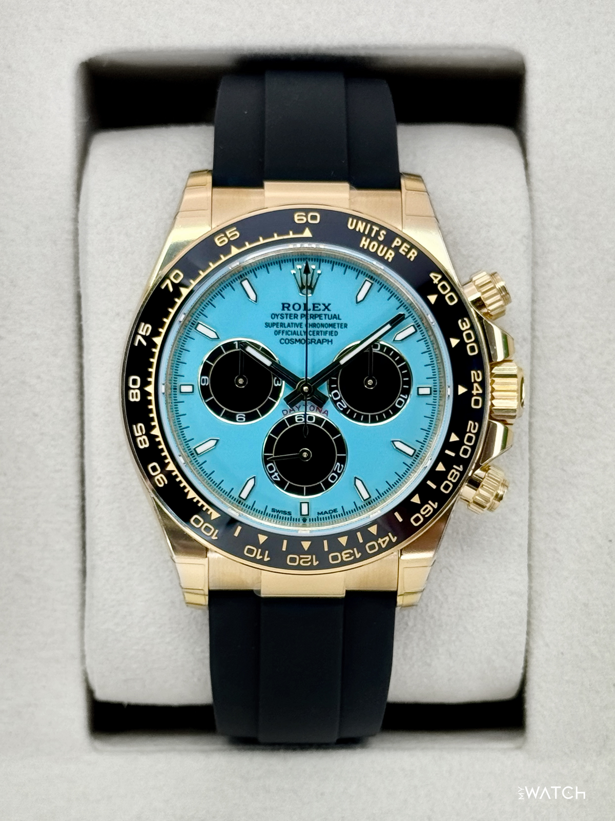 NEW 2026 Rolex Daytona 40mm 126518LN Yellow Gold Oysterflex Turquoise Dial (STICKERED)