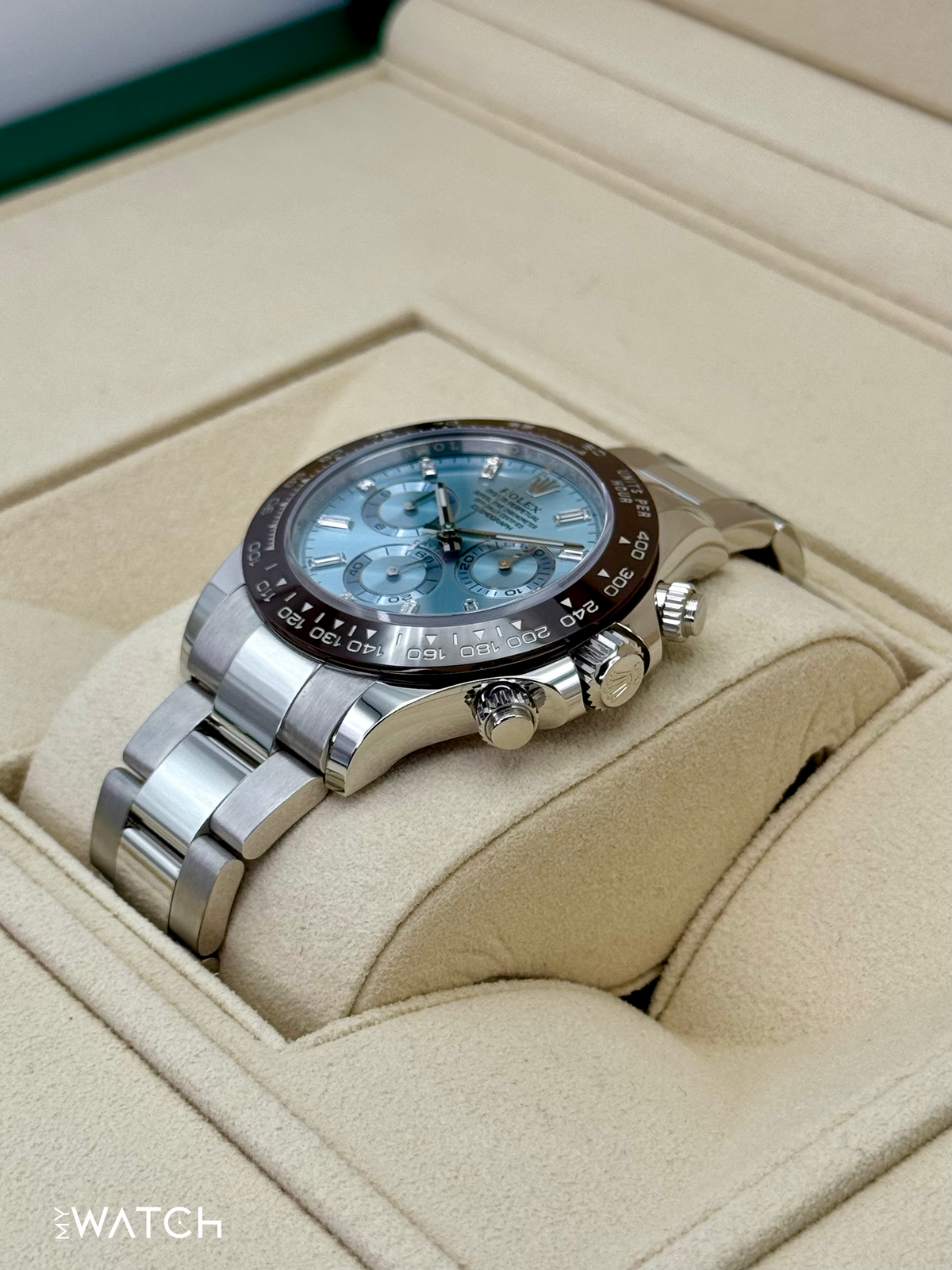 2022 Rolex Daytona 40mm 116506 Platinum Ice Blue Diamond Baguette Dial