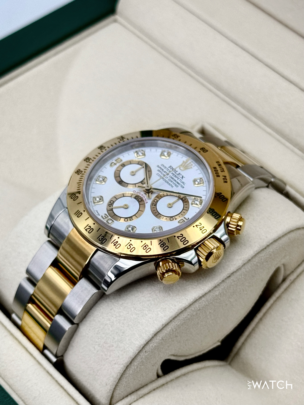 2005 Rolex Daytona 40mm 116523 Two-Tone White Diamond Dial (Collectors Set)