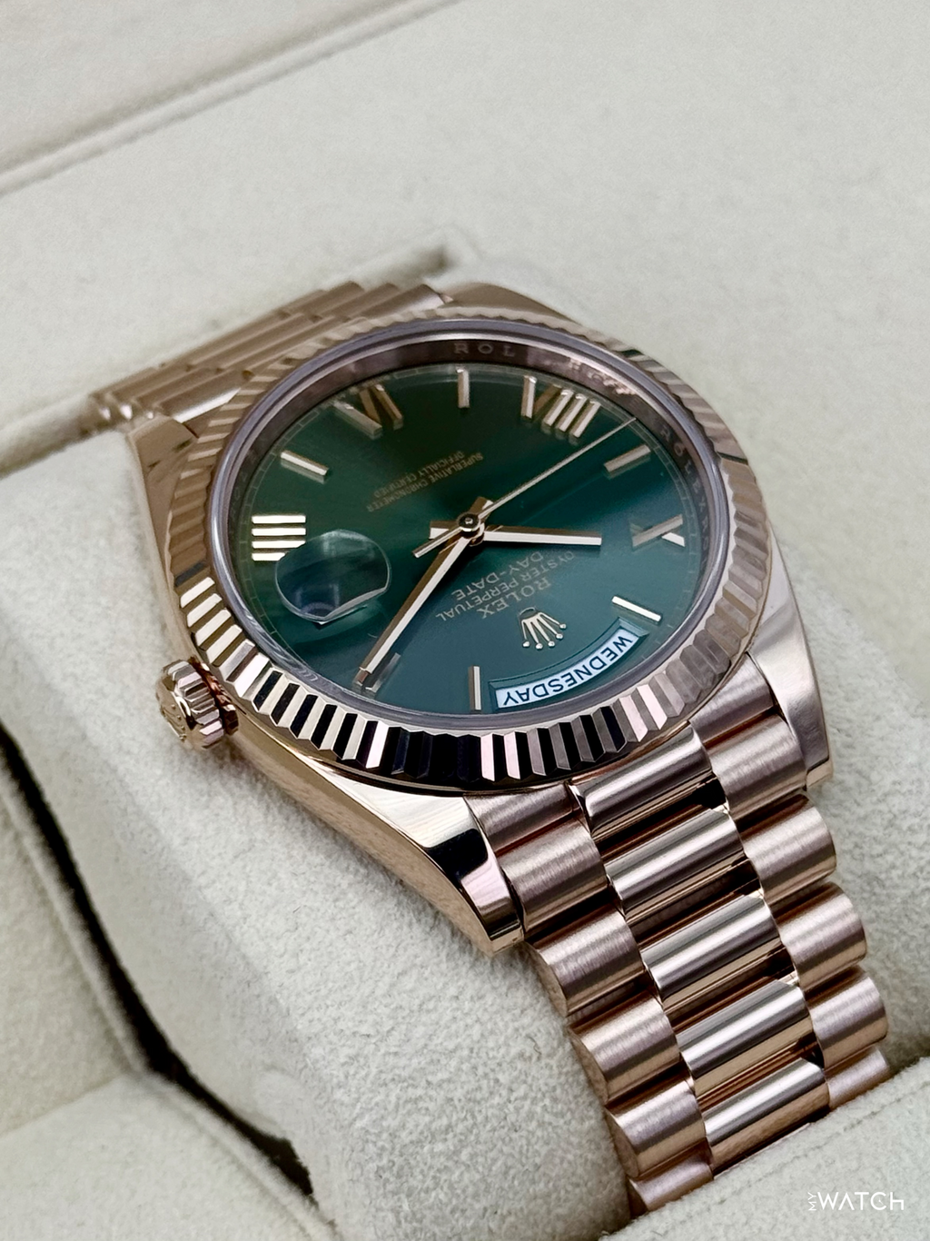 2025 Rolex Day-Date 40mm 228235 Presidential Rose Gold Olive Dial
