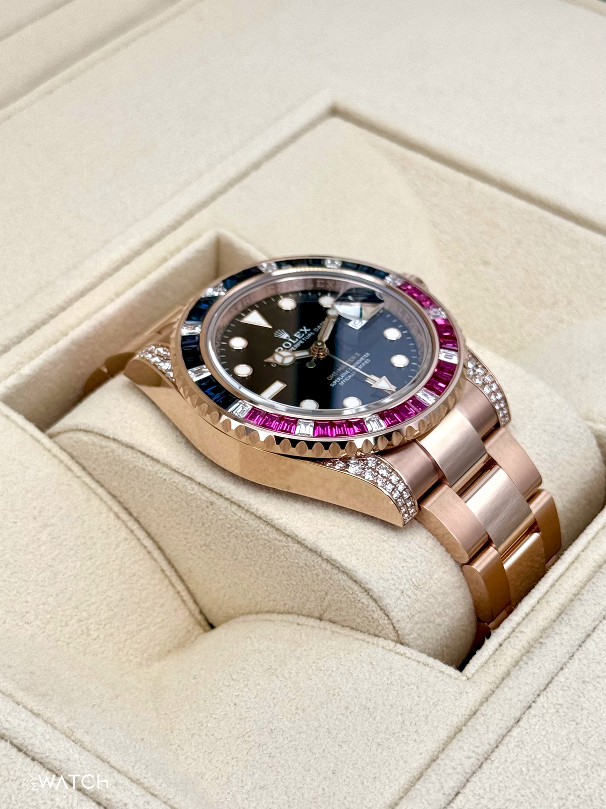 NOS 2021 Rolex GMT-Master II 40mm 126755SARU Pepsi Rose Gold Sapphire Ruby