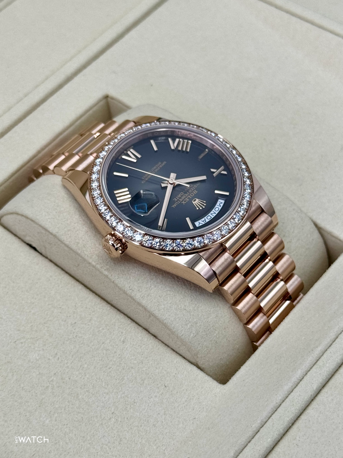 NEW 2025 Rolex Day-Date 40mm 228345RBR Rose Gold Slate Ombre Dial
