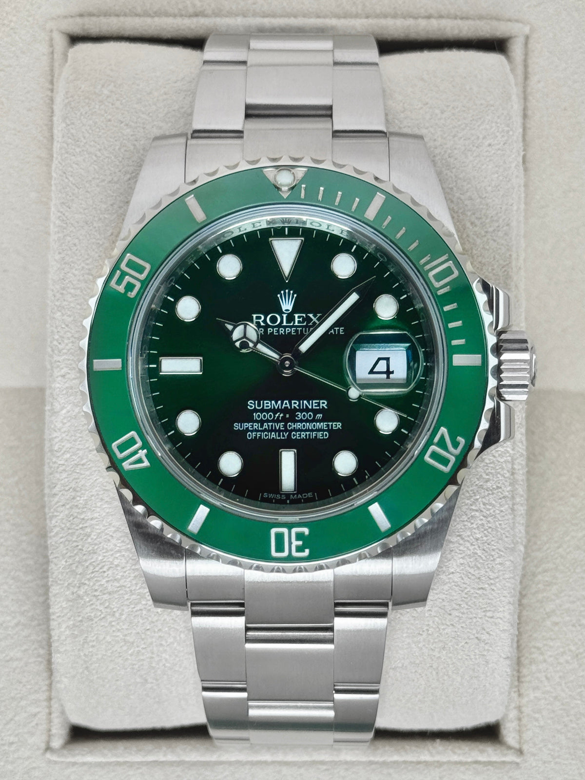 2016 Rolex Submariner Hulk 40mm 116610LV Green Dial