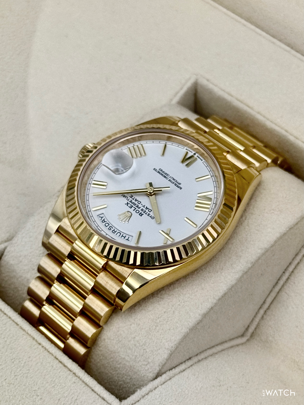 2022 Rolex Day-Date 40mm 228238 Presidential White Dial
