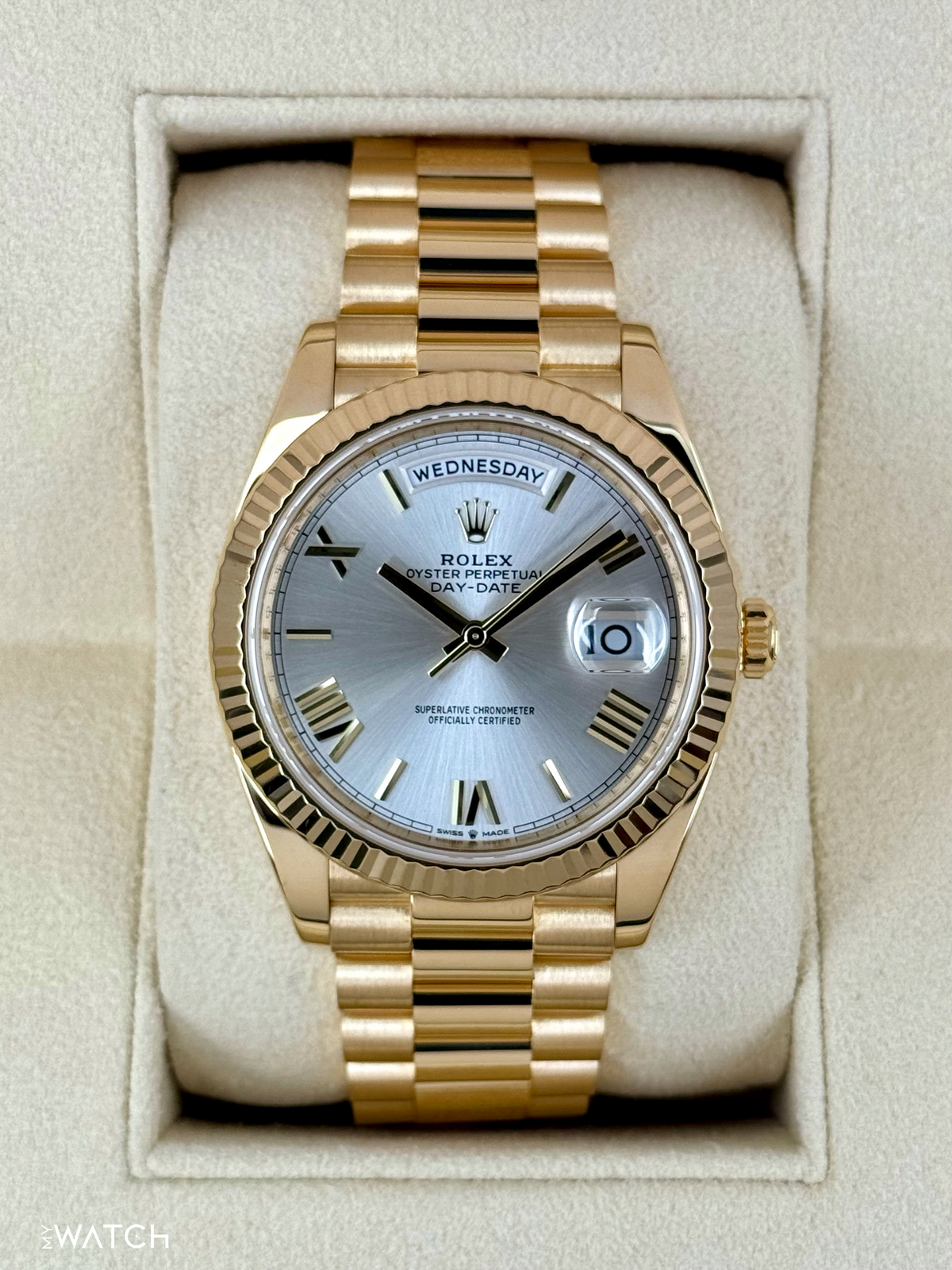 2023 Rolex Day-Date 40mm 228238 Presidential Silver Dial