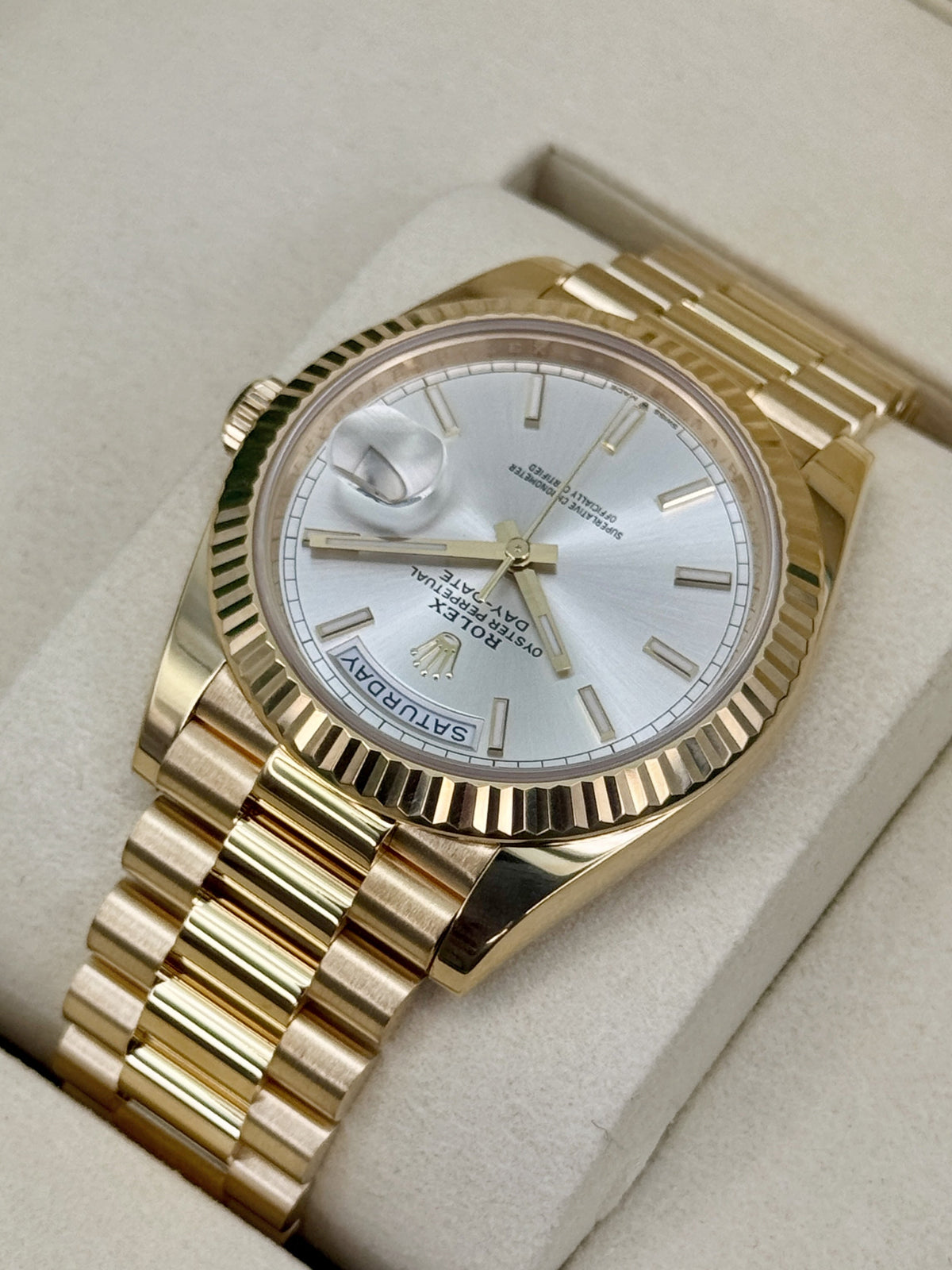 2026 Rolex Day-Date 40mm 228238 Presidential Silver Dial