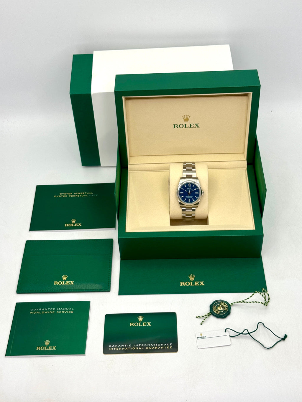 NEW 2026 Rolex Oyster Perpetual 34mm 124200 Stainless Steel Med Blue Dial