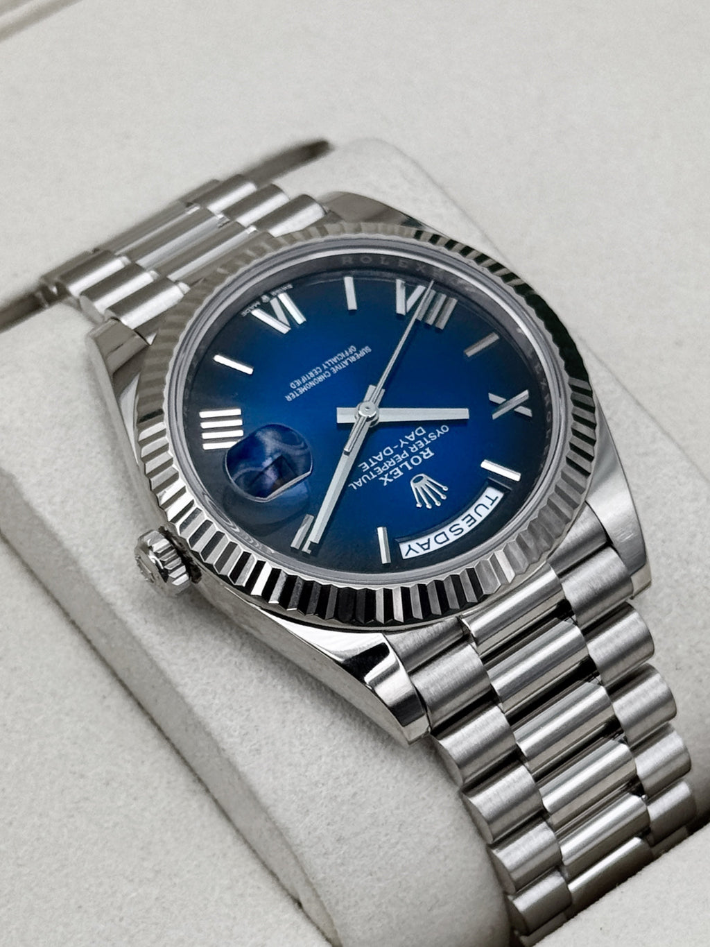 2025 Rolex Day-Date 40mm 228239 Presidential Blue Ombre Dial