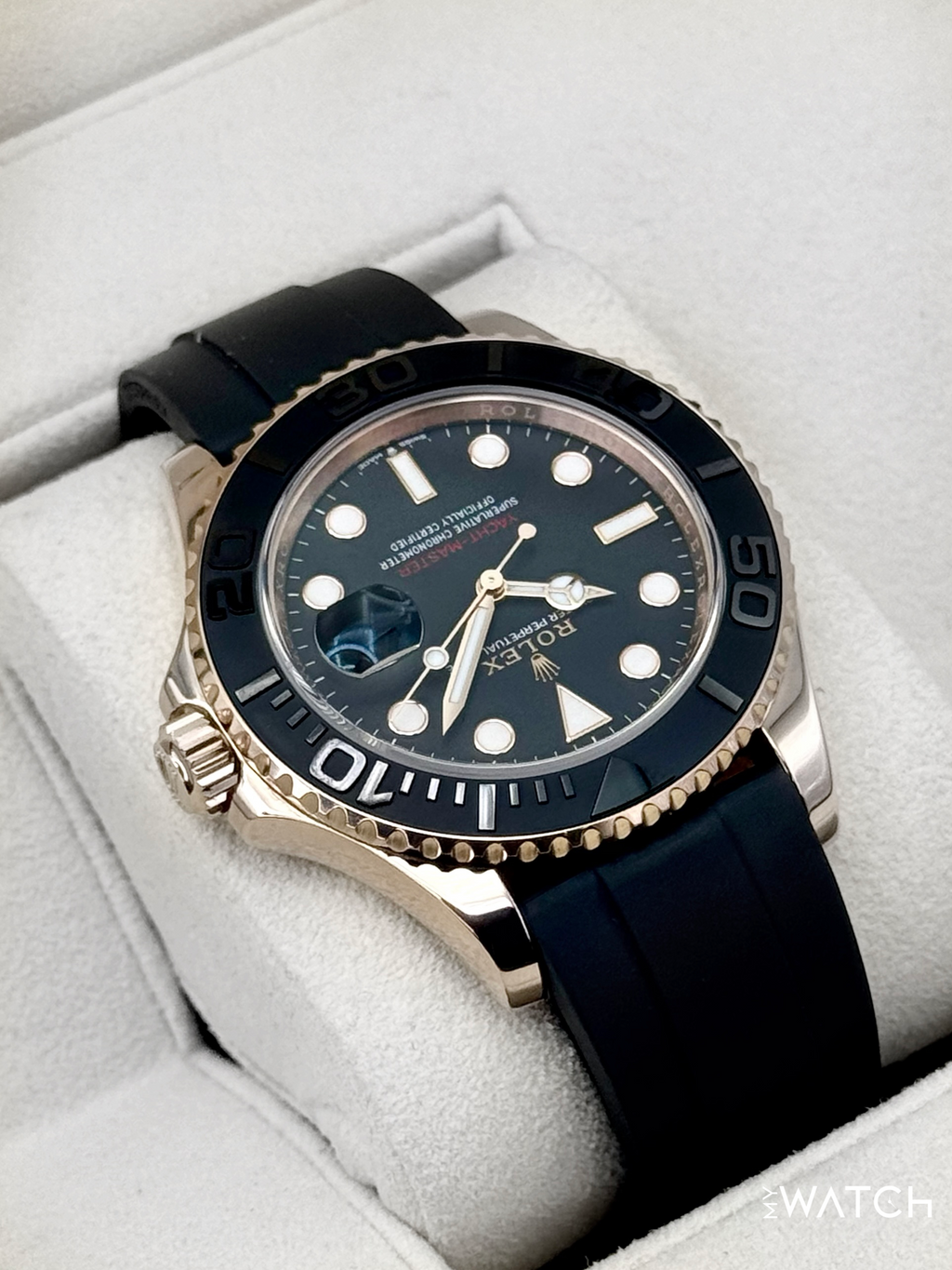 2023 Rolex Yacht-Master 40mm 126655 Rose Gold Oysterflex Black Dial
