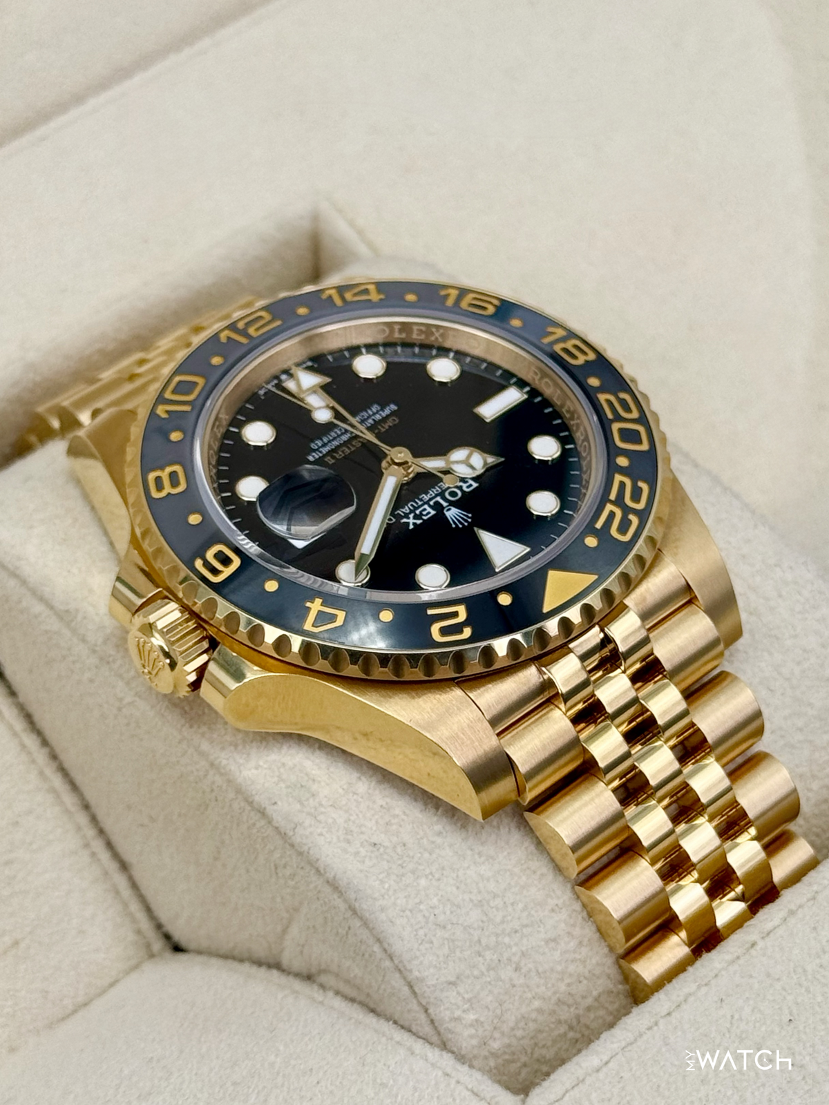 2023 Rolex GMT-Master II 40mm 126718GRNR Yellow Gold Jubilee Black Dial