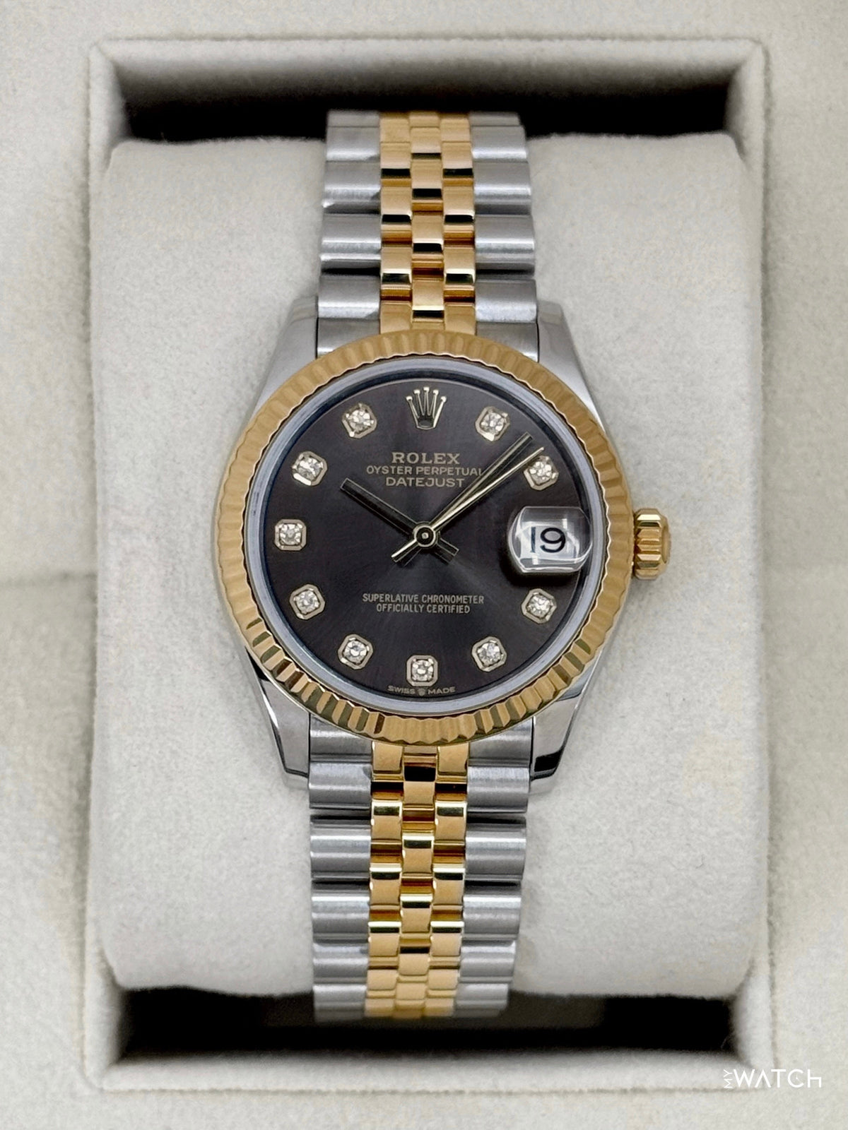2021 Rolex Datejust 31mm 278273 Two-Tone Jubilee Dark Grey Diamond Dial