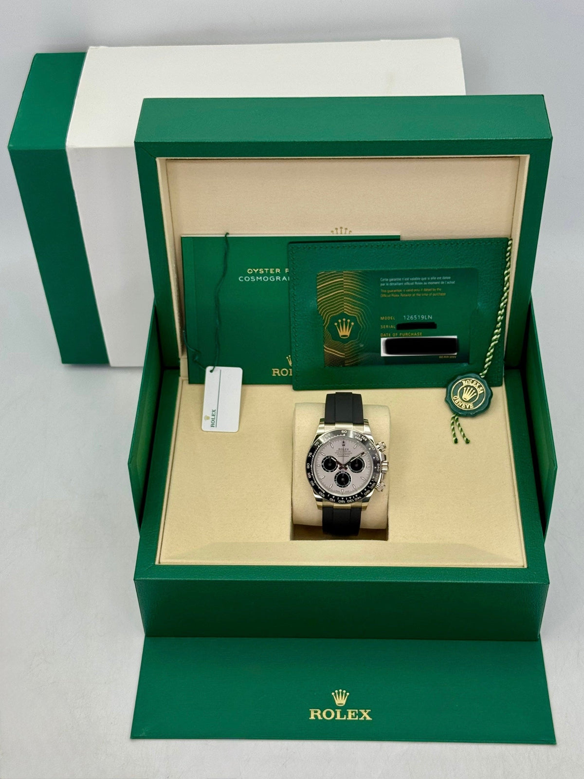 2026 Rolex Daytona 40mm 126519LN White Gold Oysterflex Silver Ghost Dial