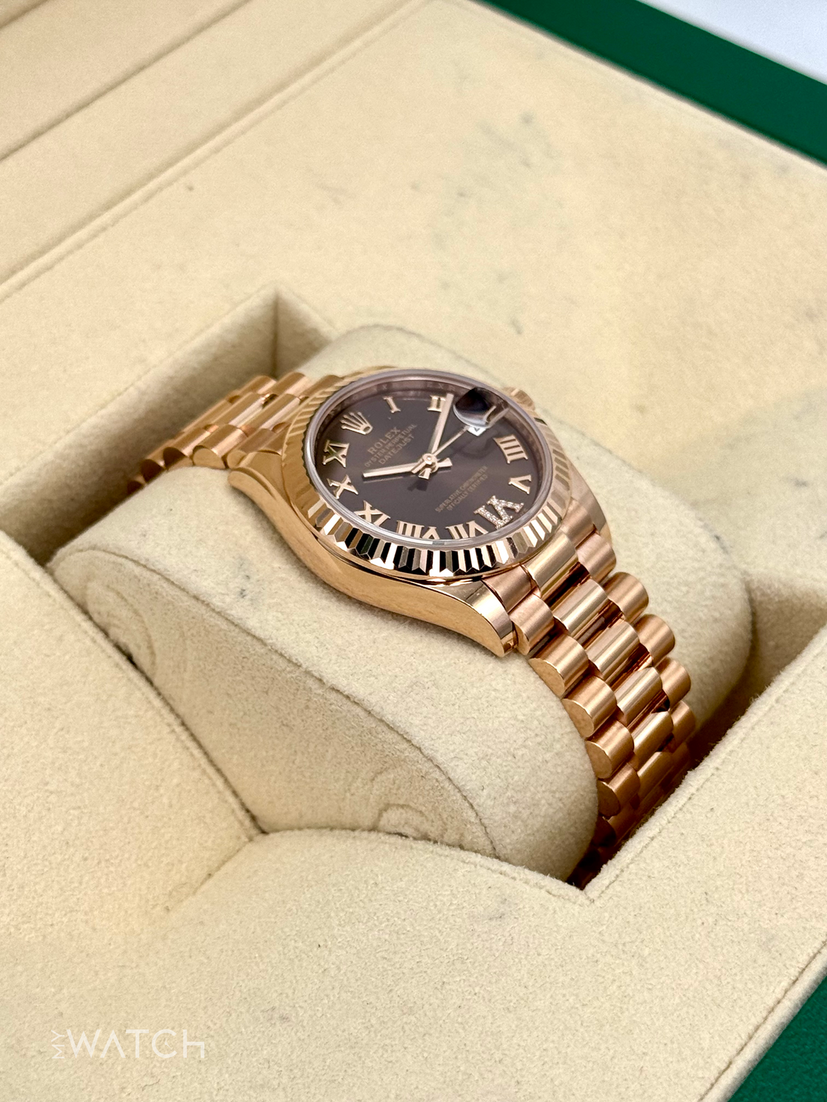 2022 Rolex Datejust 31mm 278275 Rose Gold Chocolate Diamond Dial