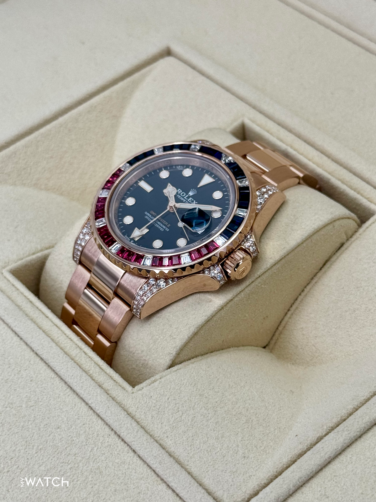 2021 Rolex GMT-Master II 40mm 126755SARU Rose Gold Sapphire and Ruby