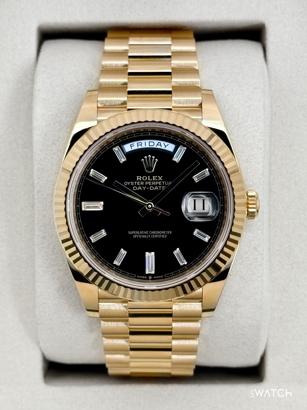 NEW 2026 Rolex Day-Date 40mm 228238 Yellow Gold Black Diamond Dial
