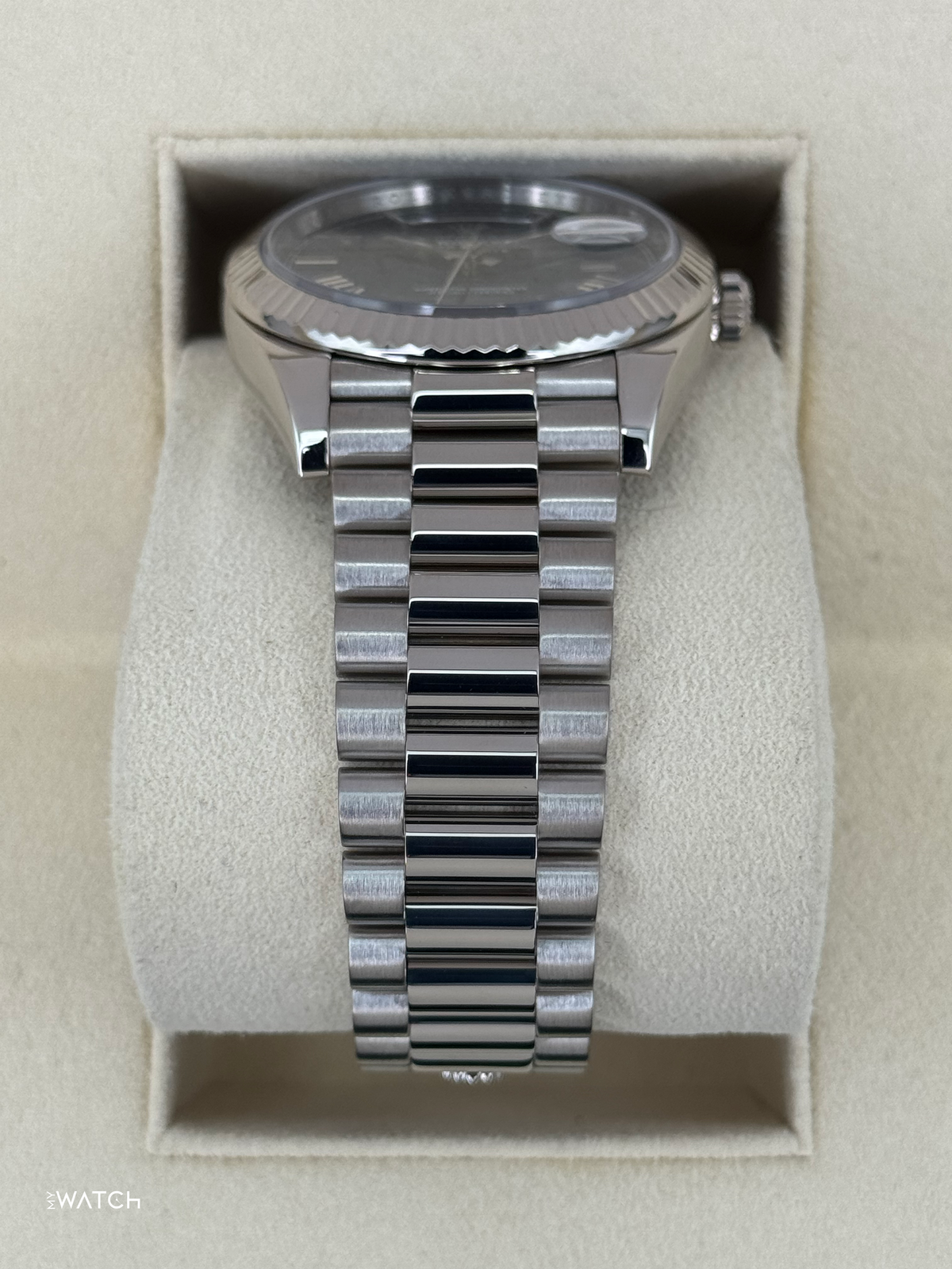 2021 Rolex Day-Date 40mm 228239 White Gold Blue Dial